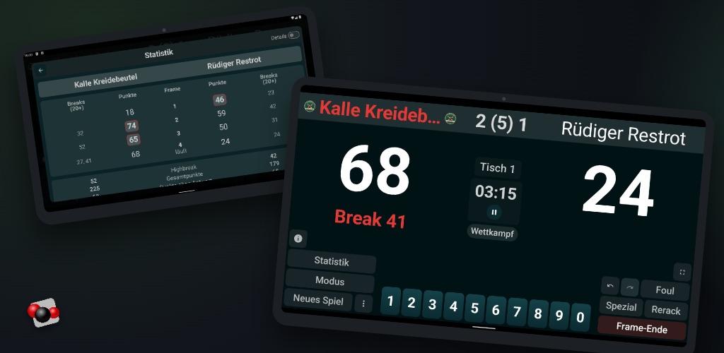 MyScoreboard – Scoreboard-App für Snooker
